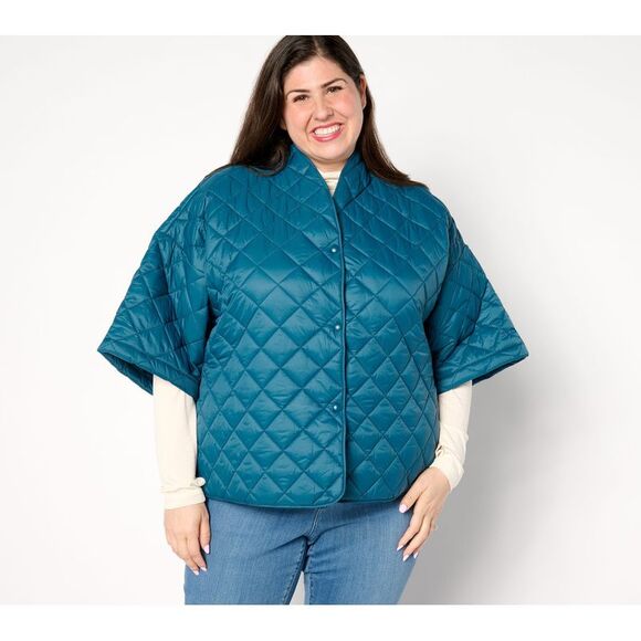 Joan Rivers Classics Collection Women's Plus Sz Jacket 1X Quilted Blue A655191 - Picture 1 of 4